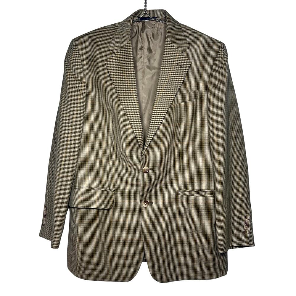 Vintage 90s Nautica Houndstooth Sports Coat Mens Size 41R Pure Wool Blazer